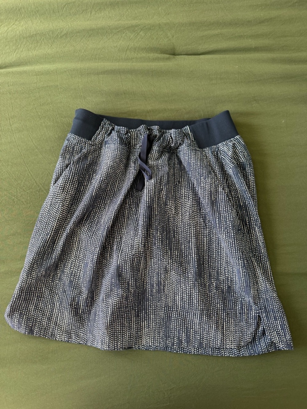 Athleta Blue and White A-Line Drawstring Athletic Skort with Built-In Shorts